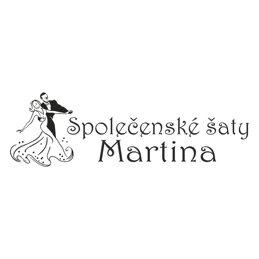 Logo marki Společenské šaty Martina przedstawiające tańczącą parę – propozycja dla partnerów butikowych.
